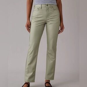 (#130) AMERICAN EAGLE Stretch Vegan Leather Super High-Waisted Straight Pant